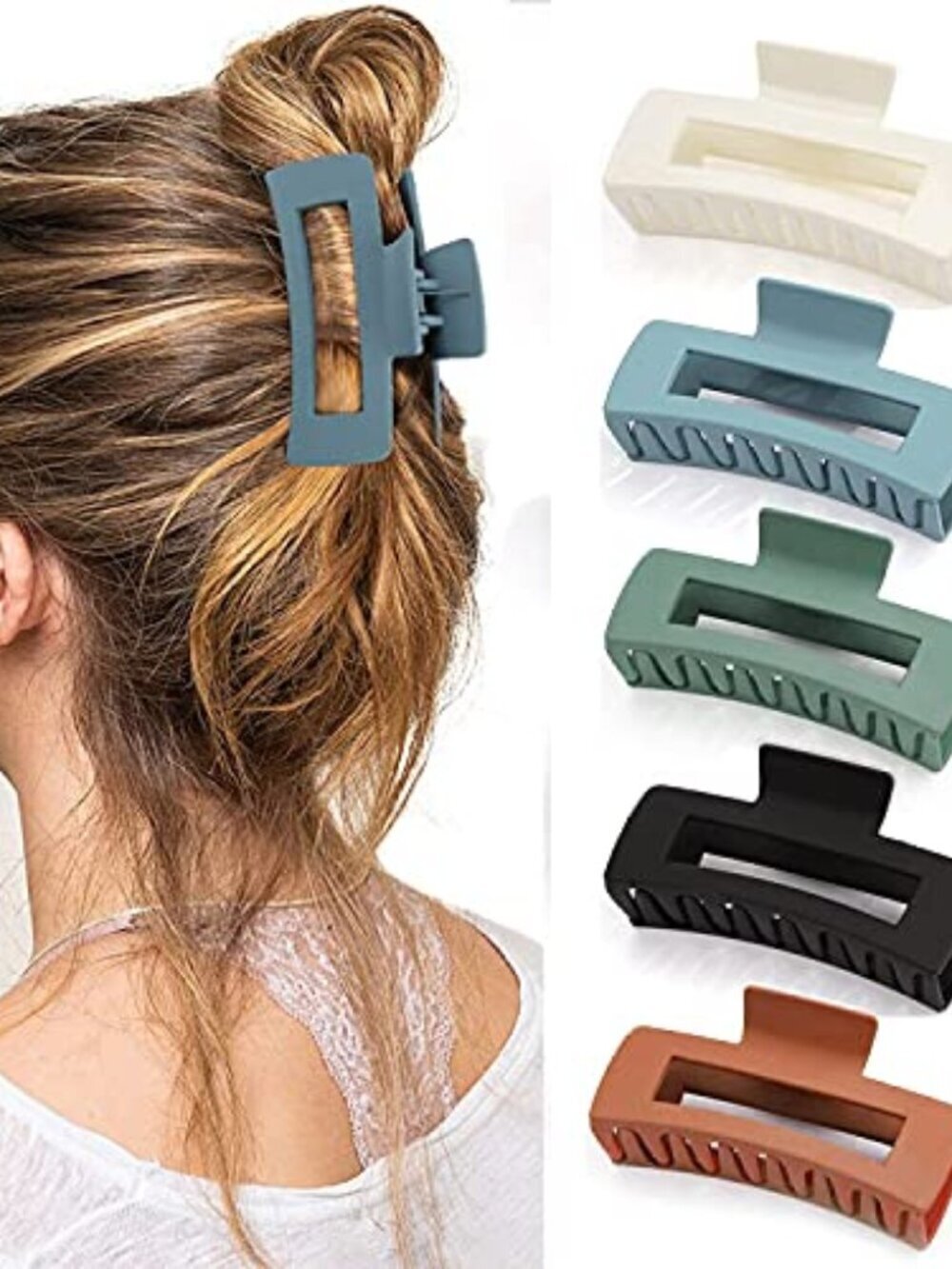 🆕 5 Pcs Hair Claw Clips-Nonslip Large Claw Clip Strong Hold Hair Clips